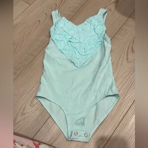 Aqua Ruffled Kids One Piece